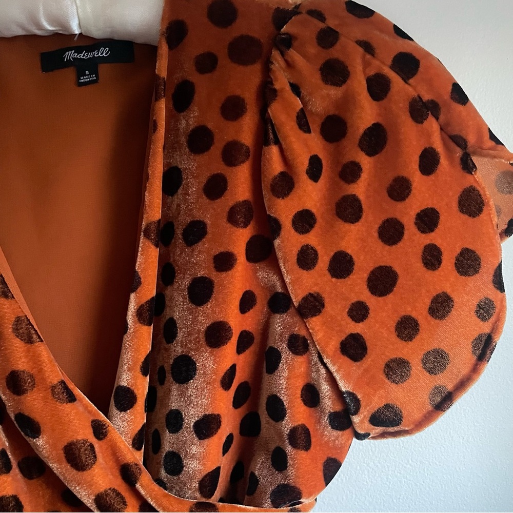 Madewell Leopard Dot Velvet Wrap Dress Small - Picture 8 of 8